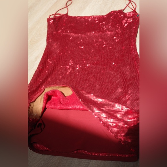 Zara sequin red spaghetti dress XS - Picture 8 of 10